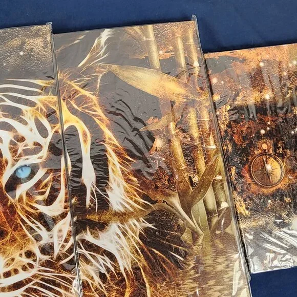 Tiger 5pc Canvas Print Wall Art 40"x20" Includes Hanging Guide and Hangers - Picture 5 of 16